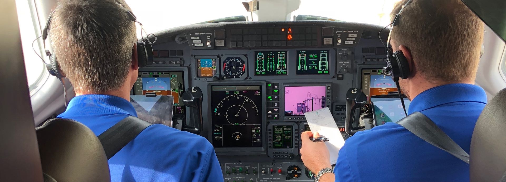 Pilots in cockpit